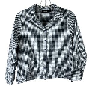 Manor bio cotton womans Weiss shirt 36 black white check gingham academia